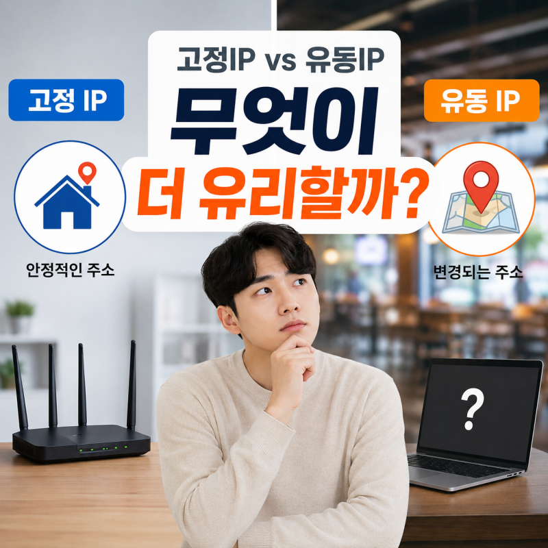 고정 IP와 유동 IP 차이 및 사용 환경 비교 인포그래픽