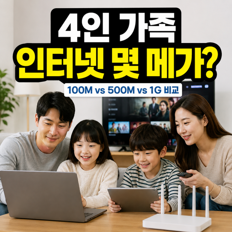 4인 가족 인터넷은 100메가면 충분할까? 500메가와 1기가 실제 선택 기준