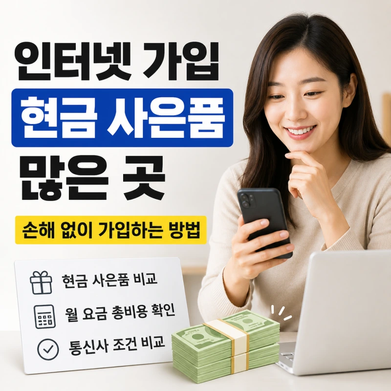 인터넷 가입 현금 사은품 많은 곳 추천, 많이 준다는 곳보다 더 중요한 기준