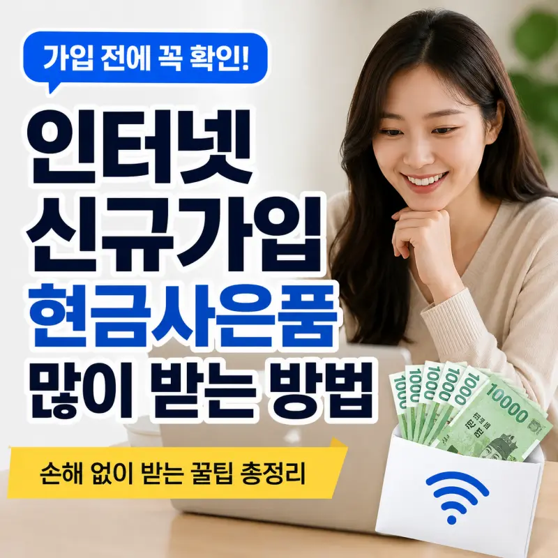 인터넷 신규가입 현금 사은품과 통신사 가입 조건 비교