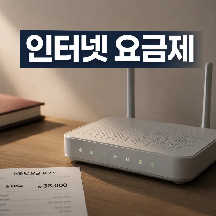 5년 이상 같은 인터넷 요금제를 사용하는 이용자가 최신 상품과 비교하는 모습