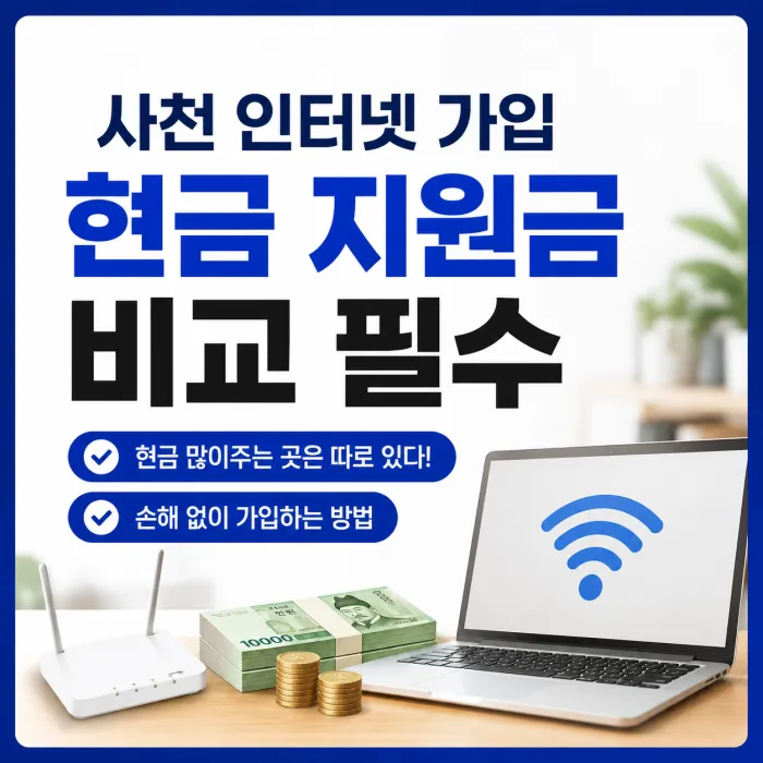 사천 인터넷 가입 현금 지원금 많이주는 곳 찾는다면 이것부터 확인하세요