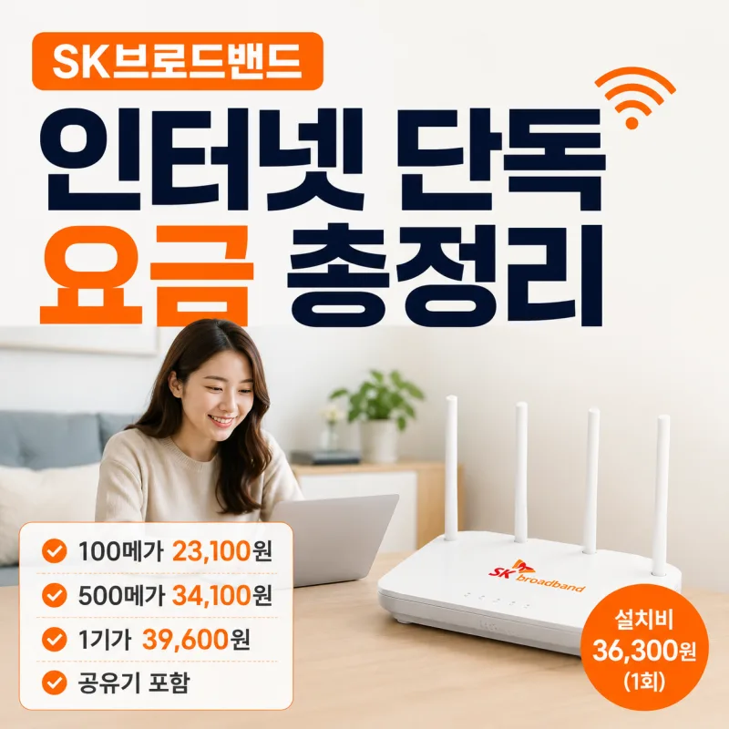 SK브로드밴드 인터넷 단독 요금 총정리, 100메가와 500메가 중 무엇이 유리할까?