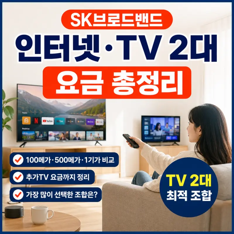 SK브로드밴드 인터넷 TV 2대 요금 총정리, 가장 많이 선택하는 조합은?