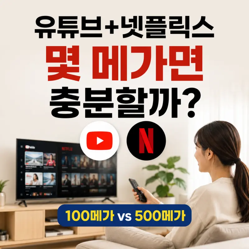 유튜브와 넷플릭스를 동시에 사용하면 몇 메가가 필요할까? 실제 사용량 기준으로 계산해봤습니다