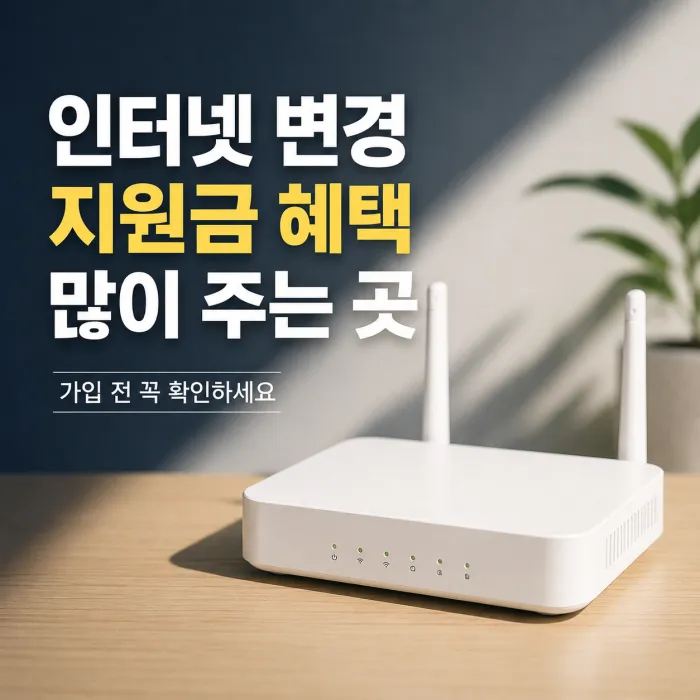 인터넷 변경 지원금 지원 혜택 많이 주는 곳 비교 이미지