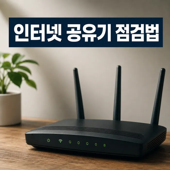 인터넷 공유기와 모뎀 연결 상태를 점검하는 모습