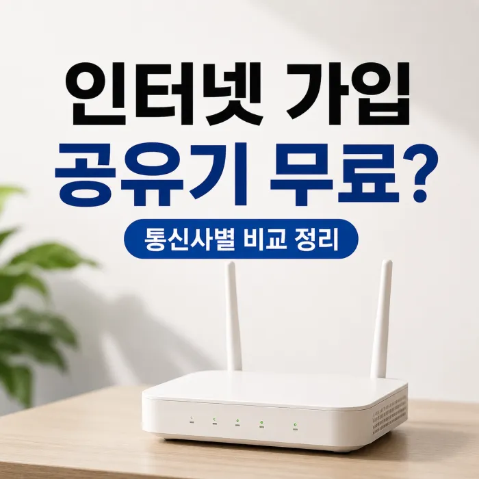인터넷 가입 시 와이파이 공유기 무료 제공 여부를 통신사별로 비교한 이미지