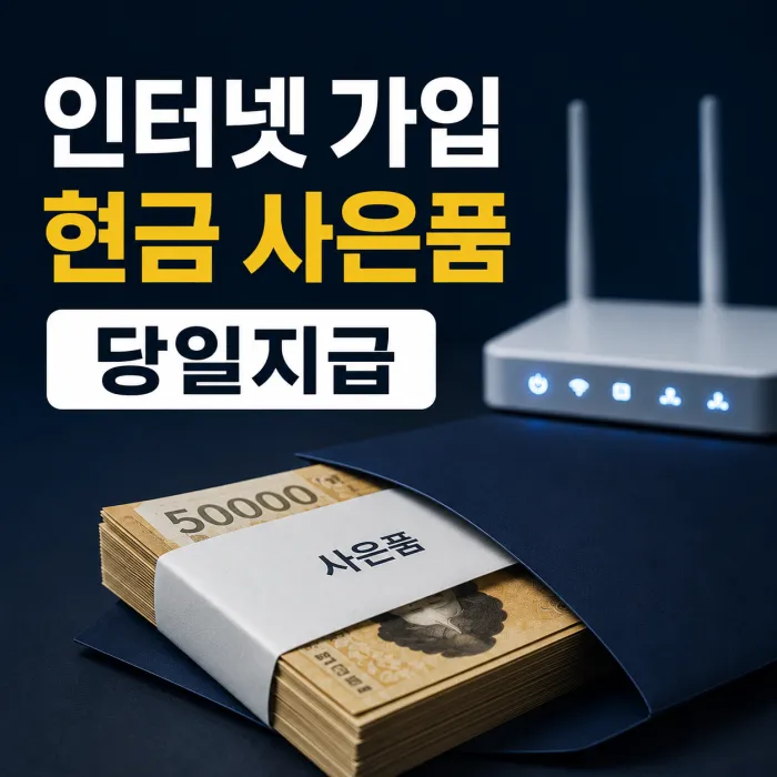 인터넷 가입 현금 사은품 지급 시기와 당일지급 비교 이미지