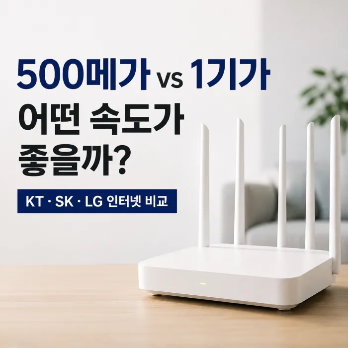 KT SK LG 인터넷 500메가와 1기가 속도 비교 대표 이미지