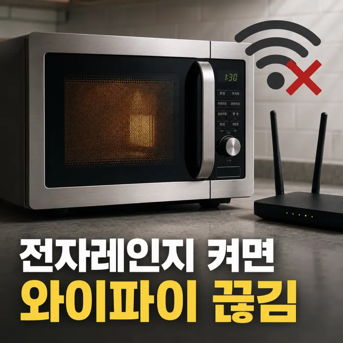 전자레인지만 켜면 와이파이가 끊기는 이유 2.4GHz 주파수 간섭 해결법