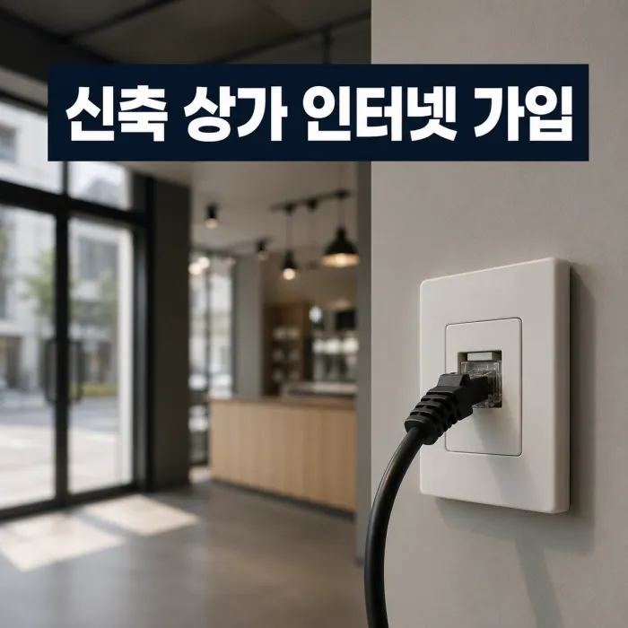 신축 상가에서 통신필증과 인터넷 설치 가능 여부를 확인하는 모습