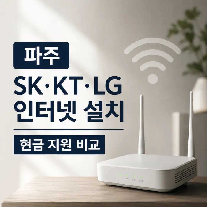 파주 SK KT LG 인터넷 설치 현금 지원 비교