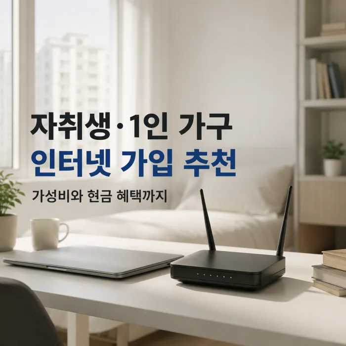 자취생 인터넷 가입과 1인 가구 인터넷 속도 및 현금 혜택 비교