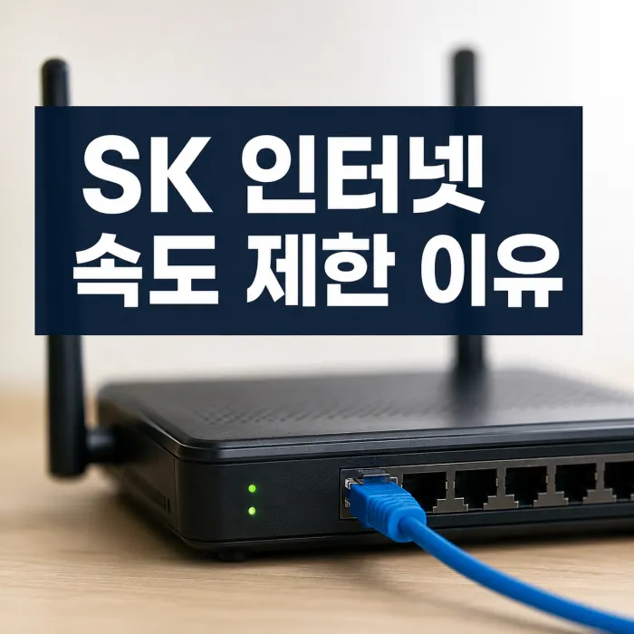 컴퓨터에서 SK 인터넷 속도를 측정하며 QoS 제한 여부를 확인하는 모습