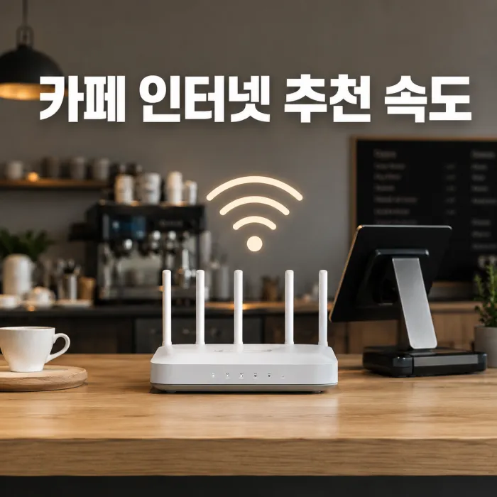 소형 카페에서 포스기와 손님 와이파이를 사용하는 인터넷 설치 추천 속도 안내 이미지