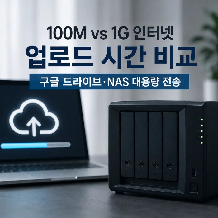클라우드 구글 드라이브·NAS 대용량 전송, 100M 광랜 vs 1G 기가인터넷 업로드 시간 비교