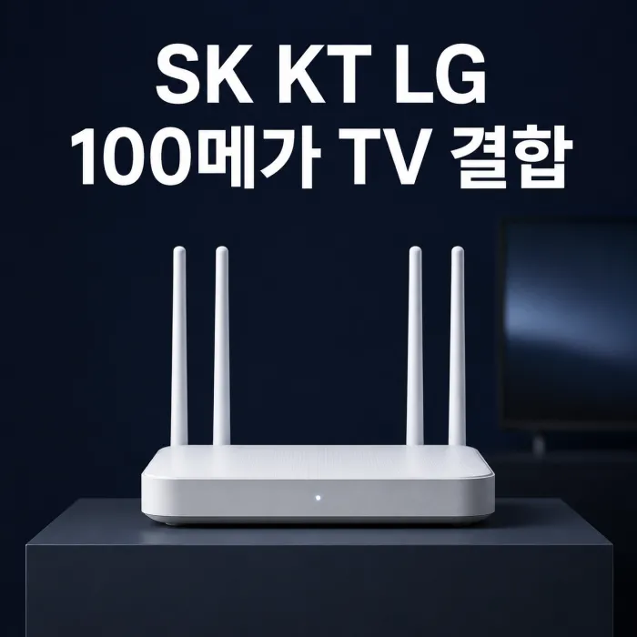 100메가 TV 결합 상품 SK KT LG 3년 비용 비교 표