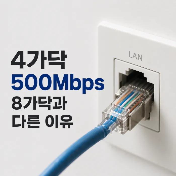 4가닥 500Mbps 인터넷과 8가닥 랜선의 속도 및 안정성 차이 비교