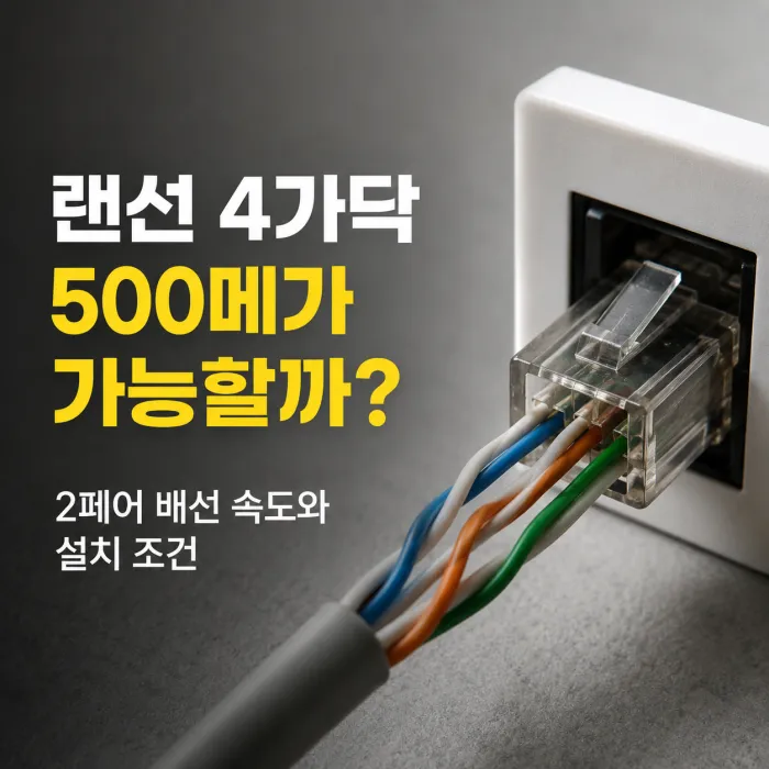 랜선 4가닥 2페어 배선에서 500메가 인터넷을 사용하는 방법
