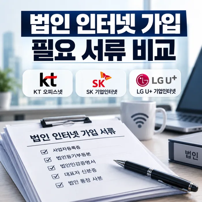 법인 인터넷 가입 서류 비교 KT 오피스넷 SK LG 기업인터넷 준비서류