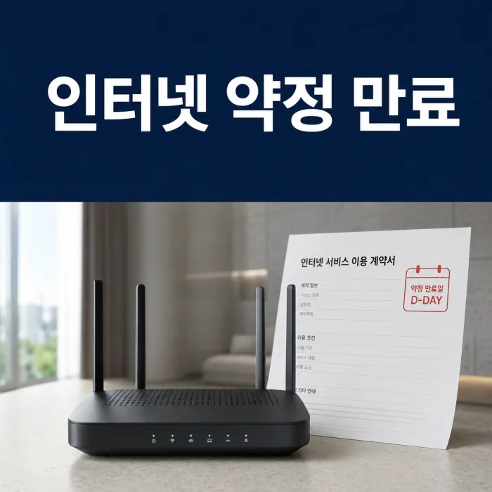 인터넷 약정 만료 후 재약정과 통신사 변경을 비교하는 가정용 와이파이 공유기와 계약서
