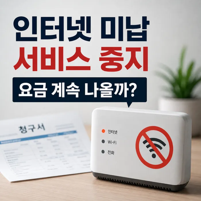 인터넷 요금 미납으로 서비스 중지 시 기본료와 할부금 안내
