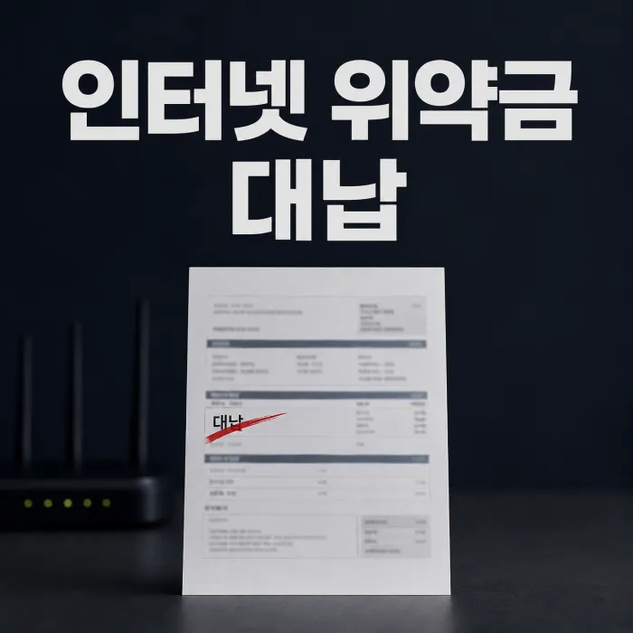 계약서와 인터넷 해지 위약금 내역을 비교하는 모습의 인터넷 위약금 대납 안내 이미지