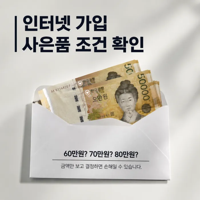 인터넷 가입 사은품 60만원 70만원 80만원 광고 조건과 실제 가입 조건 비교