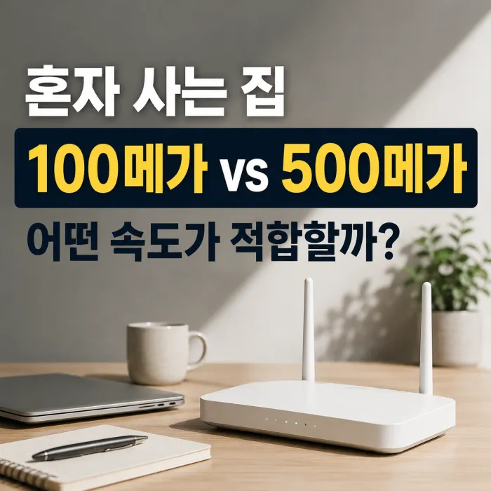 혼자 사는데 인터넷 100메가 500메가 속도 선택 비교 이미지