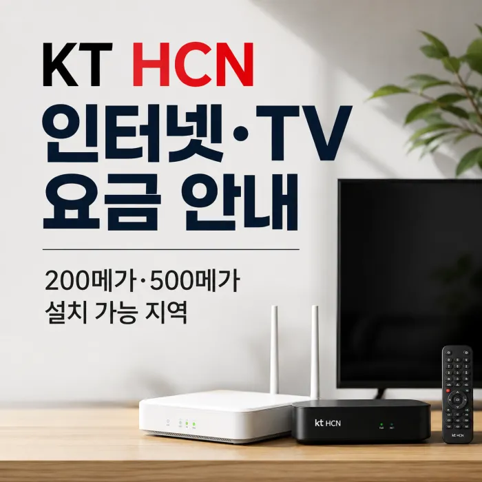 KT HCN 인터넷 TV 요금과 설치 가능 지역, 200메가·500메가 비교