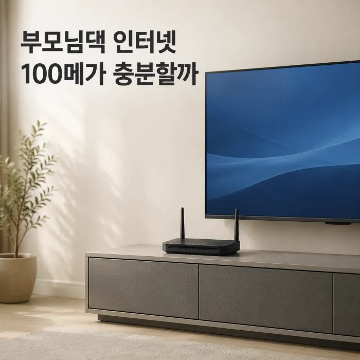 부모님댁 인터넷 가입 시 TV와 와이파이를 사용하는 거실 환경