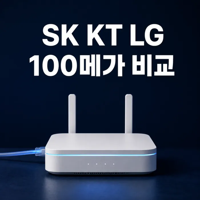 인터넷 100메가 최저가를 SK KT LG 월요금과 사은품으로 비교한 안내 이미지
