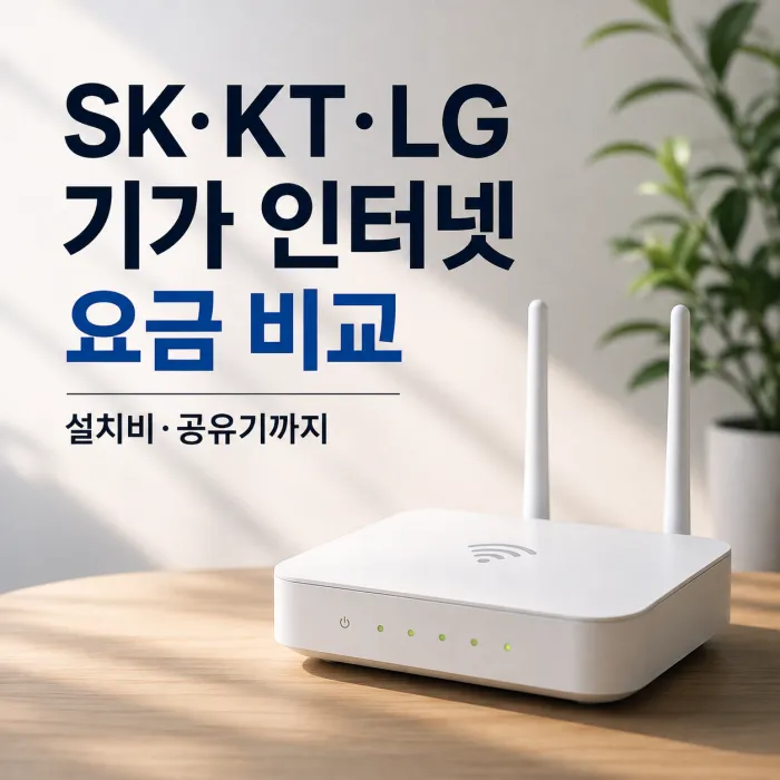 SK LG KT 1기가 인터넷 월요금과 설치비 및 공유기 비용 비교