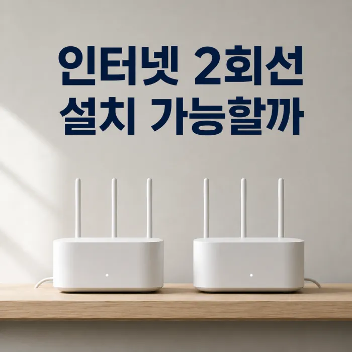 공유기와 업무용 장비로 인터넷 추가 회선 설치를 확인하는 사무실
