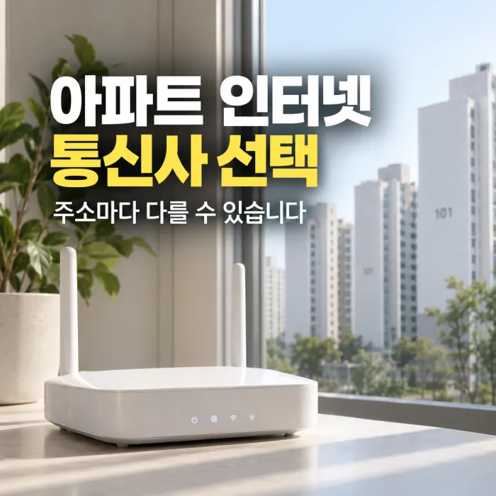 아파트 인터넷 통신사 선택 전 주소별 대칭형 회선과 500M·1G 설치 가능 여부를 확인하는 와이파이 공유기 이미지