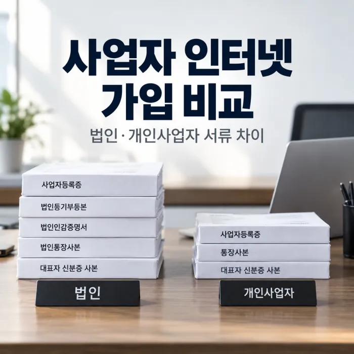 사업자 인터넷 가입 비교를 위한 법인·개인사업자 인터넷 설치 필요 서류 차이
