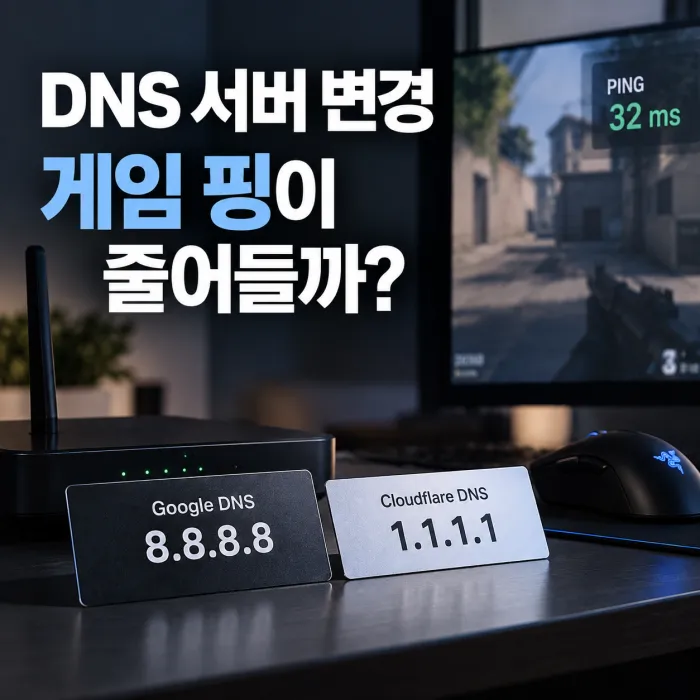DNS 서버 변경 8.8.8.8과 1.1.1.1 비교 및 게임 핑 차이를 확인하는 게이밍 PC와 공유기
