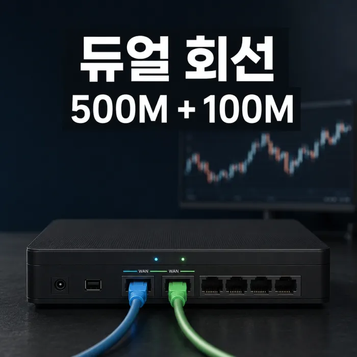 듀얼 WAN 공유기에 연결한 500M + 100M 듀얼 회선 트레이딩 인터넷 구성