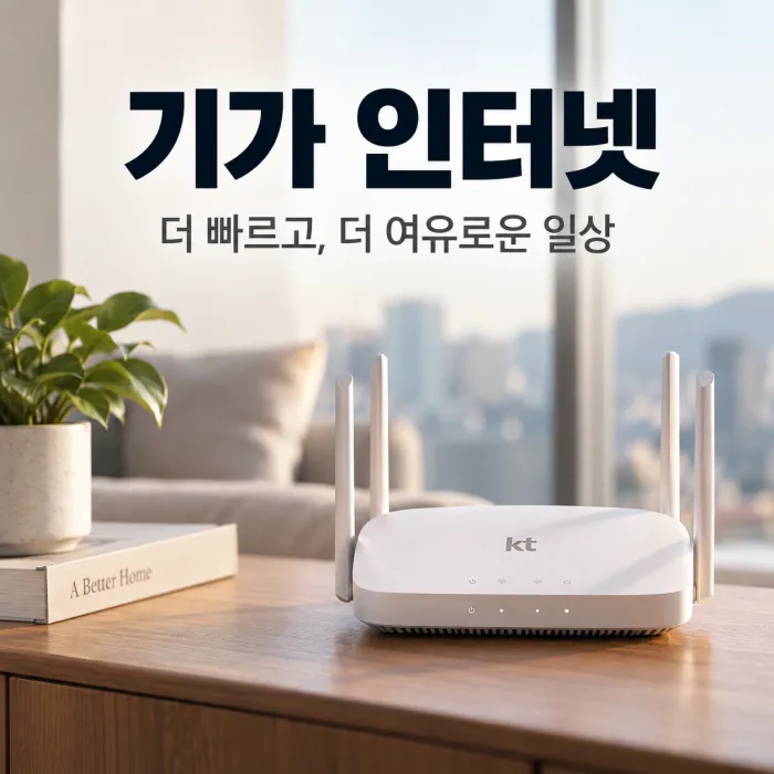 기가 인터넷 사용 환경을 보여주는 KT 와이파이 공유기와 가정용 네트워크 이미지