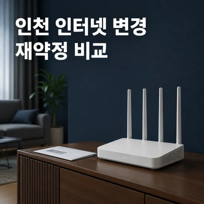 인천 인터넷 변경 사은품 비교를 위해 재약정 안내와 신규 가입 조건을 확인하는 모습