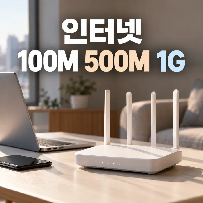 인터넷 100M 500M 1G 속도 비교와 1~2인 가구에 적합한 인터넷 선택을 보여주는 가정용 와이파이 공유기