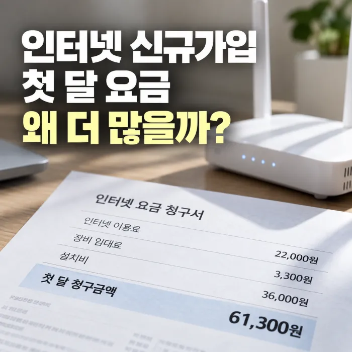**추천 ALT:** `인터넷 신규가입 첫 달 요금이 비싼 이유와 설치비·일할계산을 확인하는 인터넷 요금 청구서`