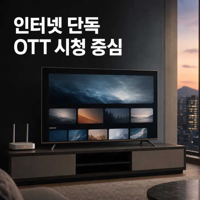 스마트TV와 스트리밍 기기로 인터넷 단독 가입 비용을 비교하는 화면