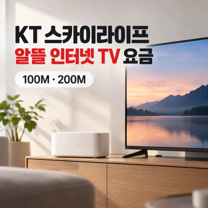 KT 스카이라이프 알뜰 인터넷 TV 요금 100M 200M 비교와 와이파이 공유기 IPTV 설치 이미지