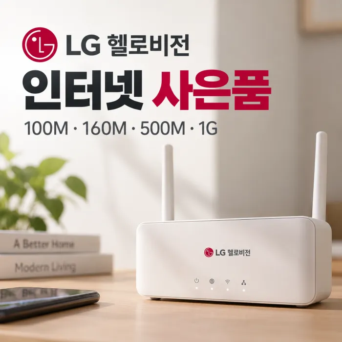 LG 헬로비전 인터넷 사은품과 100M 160M 500M 1G 속도별 인터넷 단독 가입 혜택 안내 이미지