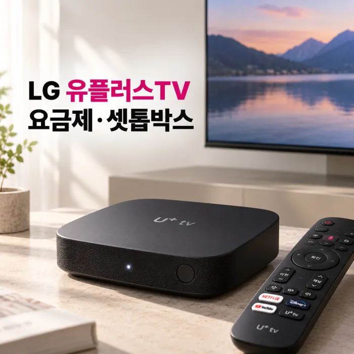 LG 유플러스TV 요금제와 셋톱박스 비교를 위한 U+tv 셋톱박스와 리모컨 설치 모습
