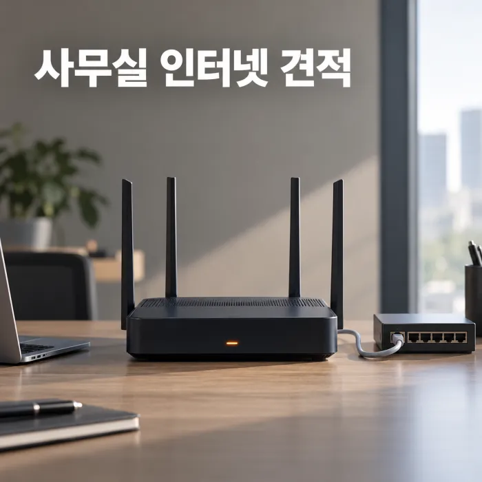 사무실 인터넷 설치 견적 전 PC와 전화 고정IP를 확인하는 사무실 책상