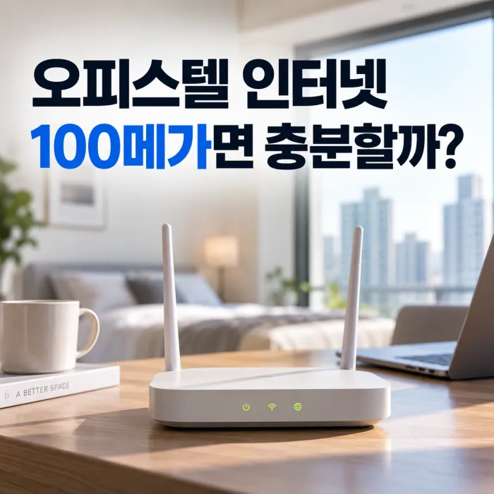 오피스텔 인터넷 100메가 사용 환경과 와이파이 공유기가 설치된 원룸 내부