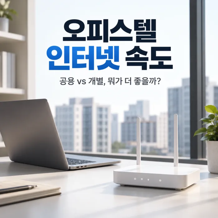오피스텔 인터넷 공용 회선과 개별 회선 속도 비교를 위한 와이파이 공유기와 노트북 설치 환경